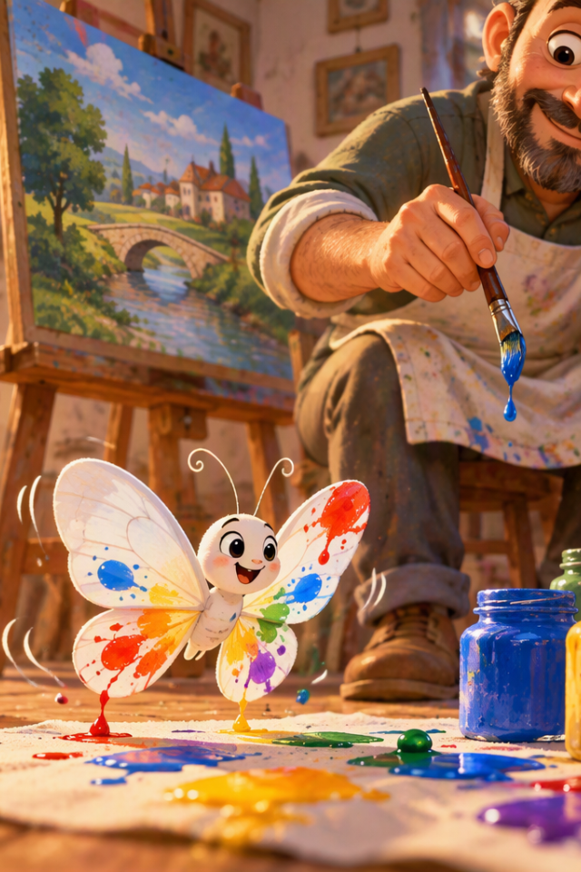 Mariposa y pintor